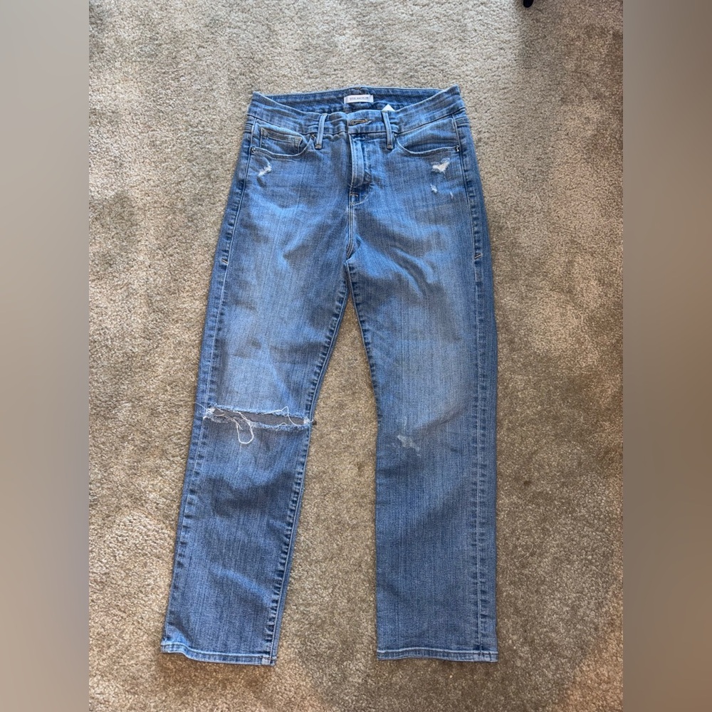 Good American Distressed Straight Leg Jeans